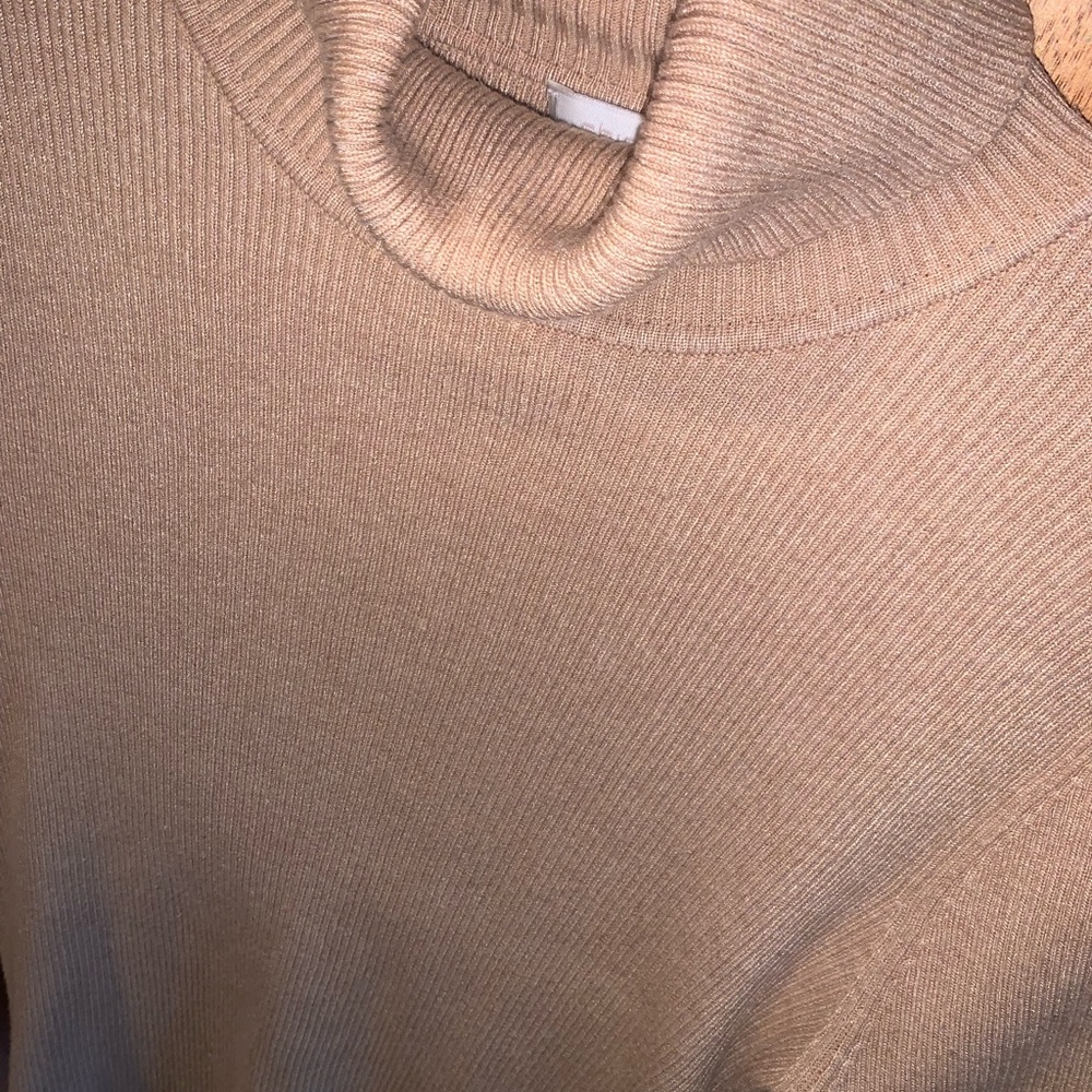 Chico's Beige Ribbed Turtleneck - Picture 3 of 3